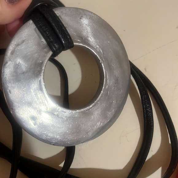 Pewter 3.5” medallion belt/loop necklace. From England Show piece! - Picture 7 of 7